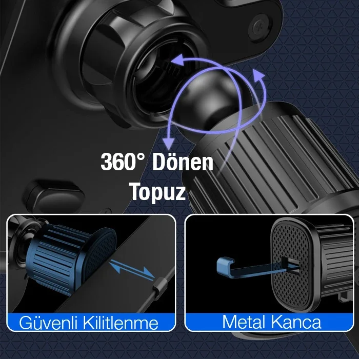 Ally Z1S Aracuçi Havalandırma Telefon Tutucu 360°| Silent Clamp