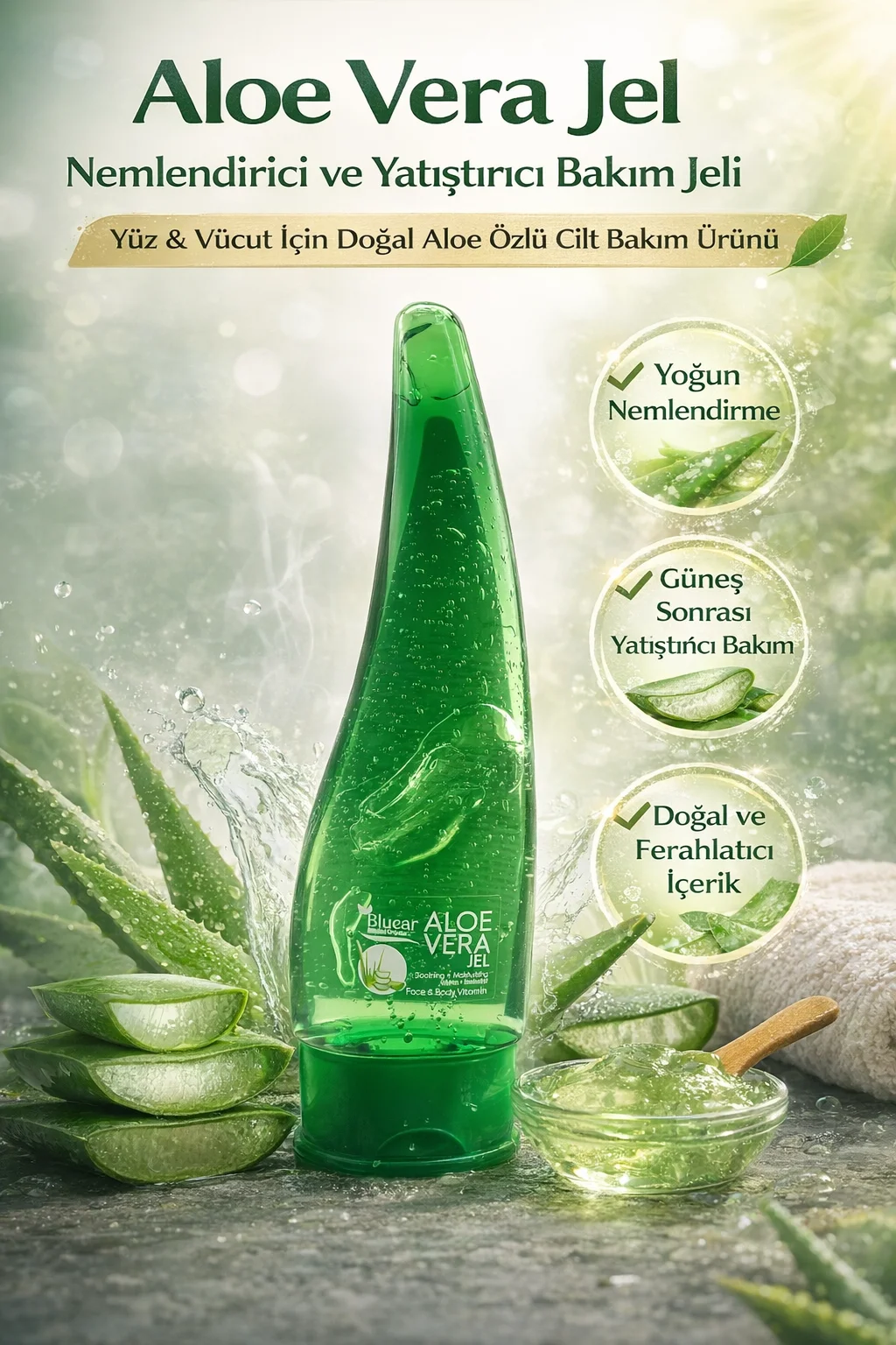 Northcity Aloe Vera Jel: Yüz ve Vücut İçin Doğal Nemlendirici ve 