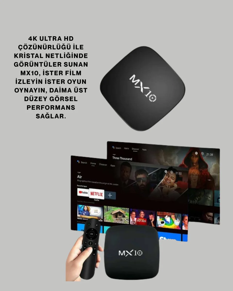 Android 4K Akıllı Medya Oynatıcı - 4 Çekirdekli İşlemci, Dolby Digital, Wi‑Fi ve Ekran Yansıtma