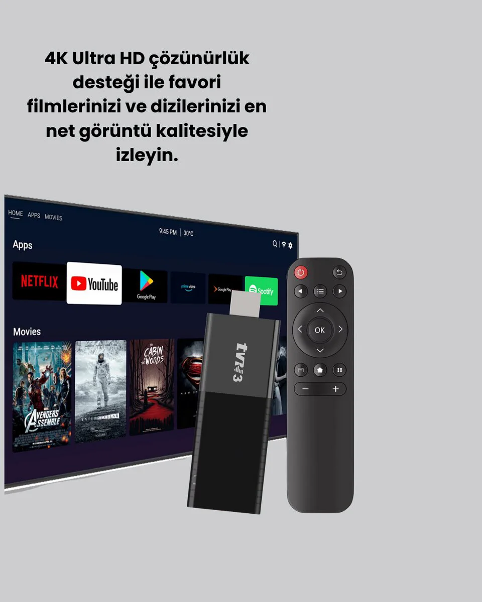 Android TV Stick - 4K WiFi & Bluetooth 5.0 ile Kesintisiz Akış
