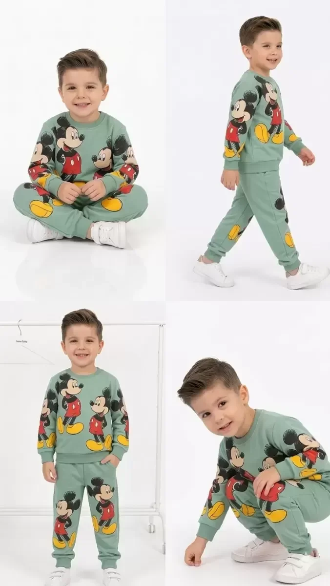 Northcity Antialerjik Pamuklu Pyjama Takımı - 2-5 Yaş Fare Baskıl
