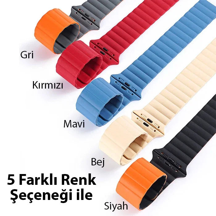 Apple Watch 38/40/41mm Manyetik PU Deri Kayış - Terleme Yapmaz Bilek Tahrişi Gider