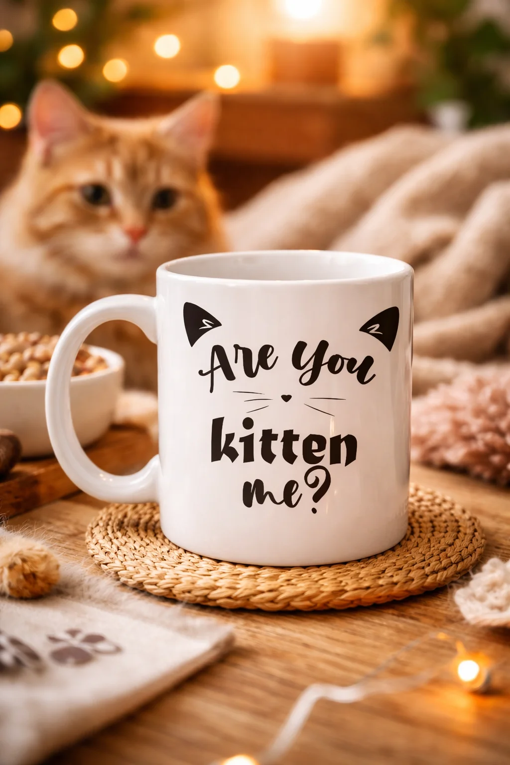 Northcity Are You Kitten Me? Kedi Temalı Porselen Kupa - Sevimli 