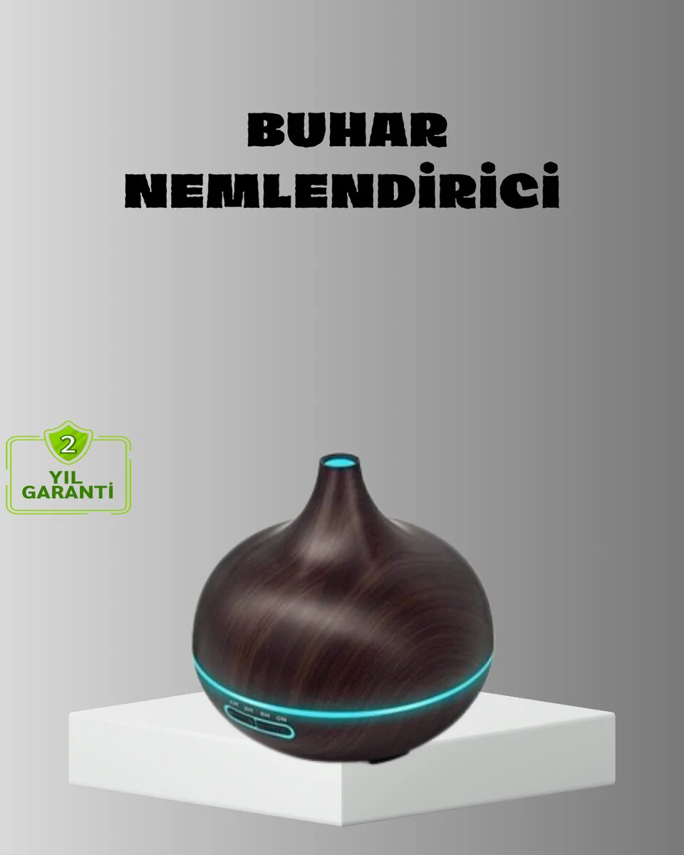 Aromaterapi Difüzörü 550ml Ultrasonik Nemlendirici - Otomatik Kapanma ve 7 Renkli LED Işıklı