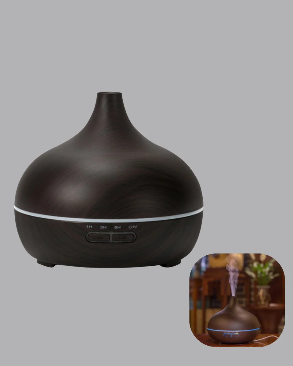 Aromaterapi Difüzörü 550ml Ultrasonik Nemlendirici - Otomatik Kapanma ve 7 Renkli LED Işıklı