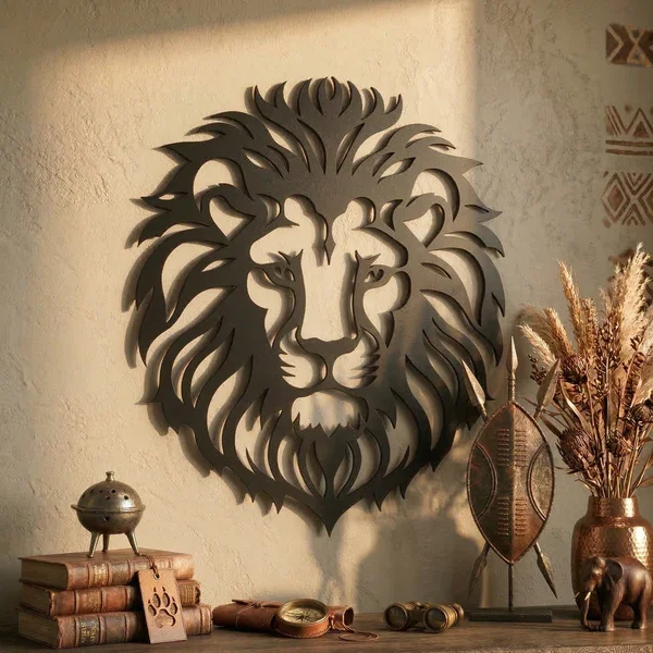 Northcity Aslan Başı Duvar Tablosu MDF Lazer Kesim Modern Aslan F