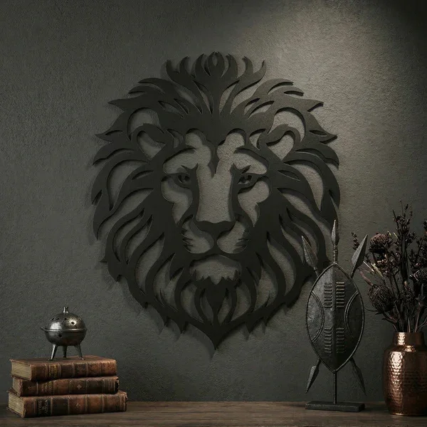 Northcity Aslan Başı Duvar Tablosu MDF Lazer Kesim Modern Aslan F