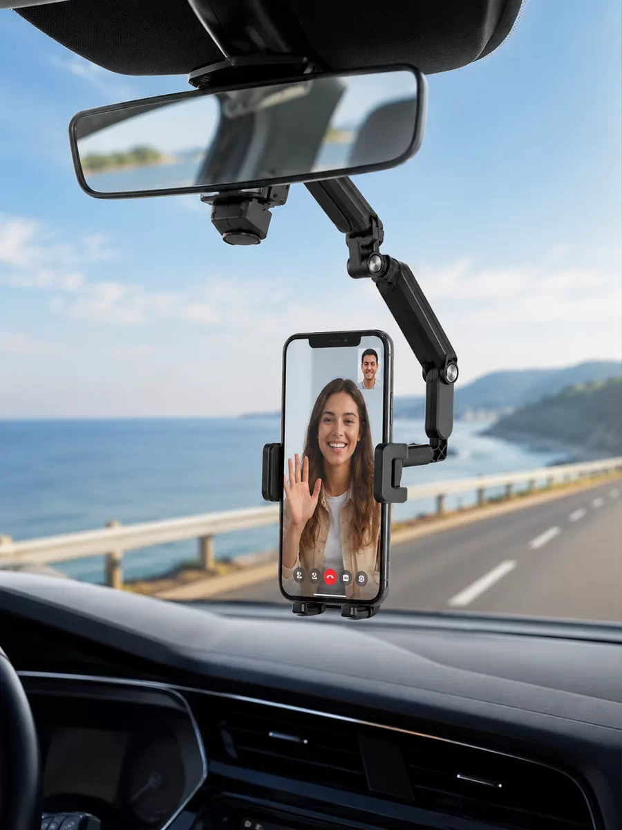 Ayarlanabilir Katlanabilir Araç Dikiz Aynası Telefon Tutucu - Navigasyon Standı