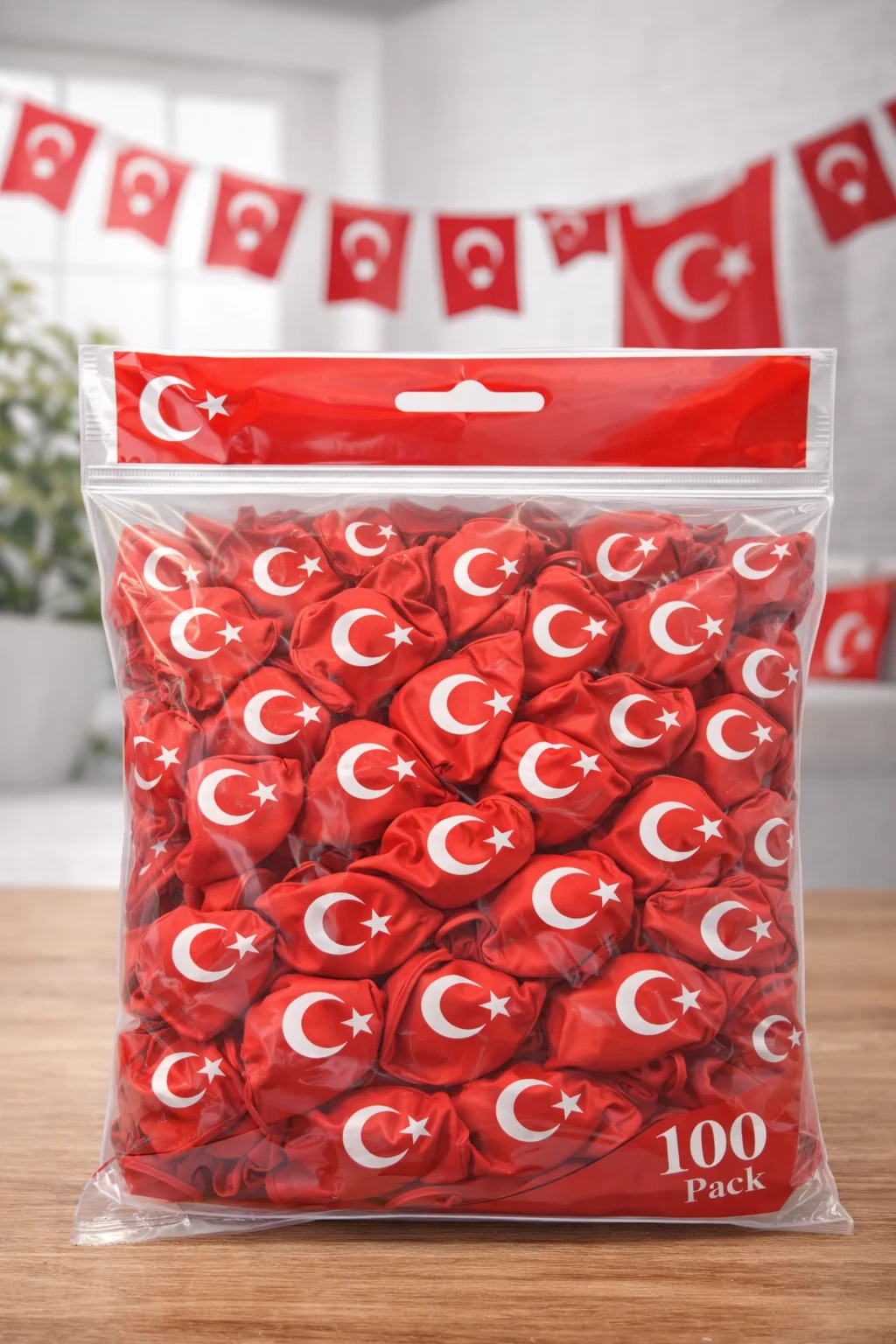 Northcity Ayyıldızlı Kırmızı Balon Seti Türk Bayraklı Parti Balon