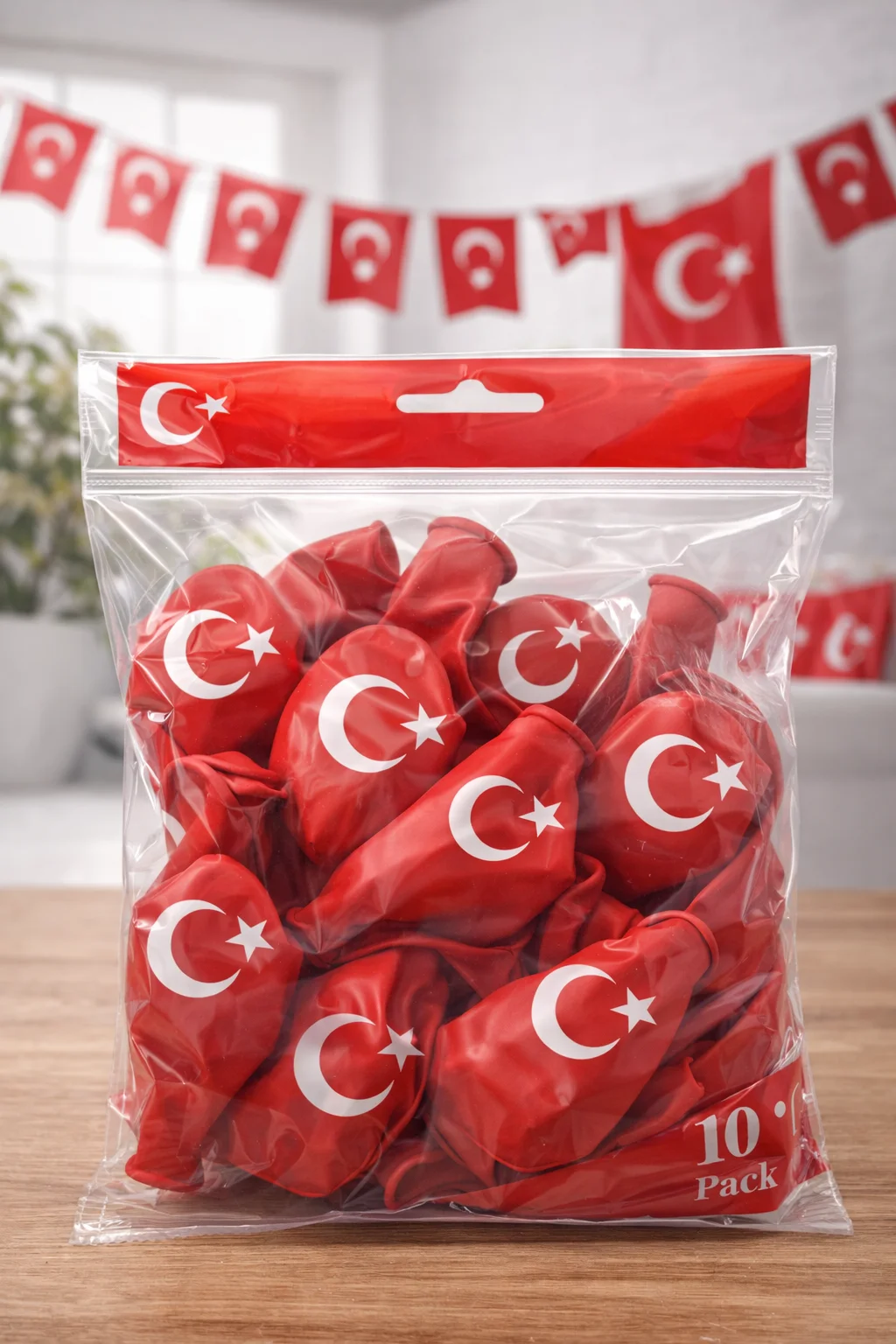 Northcity Ayyıldızlı Kırmızı Balon Seti Türk Bayraklı Parti Balon