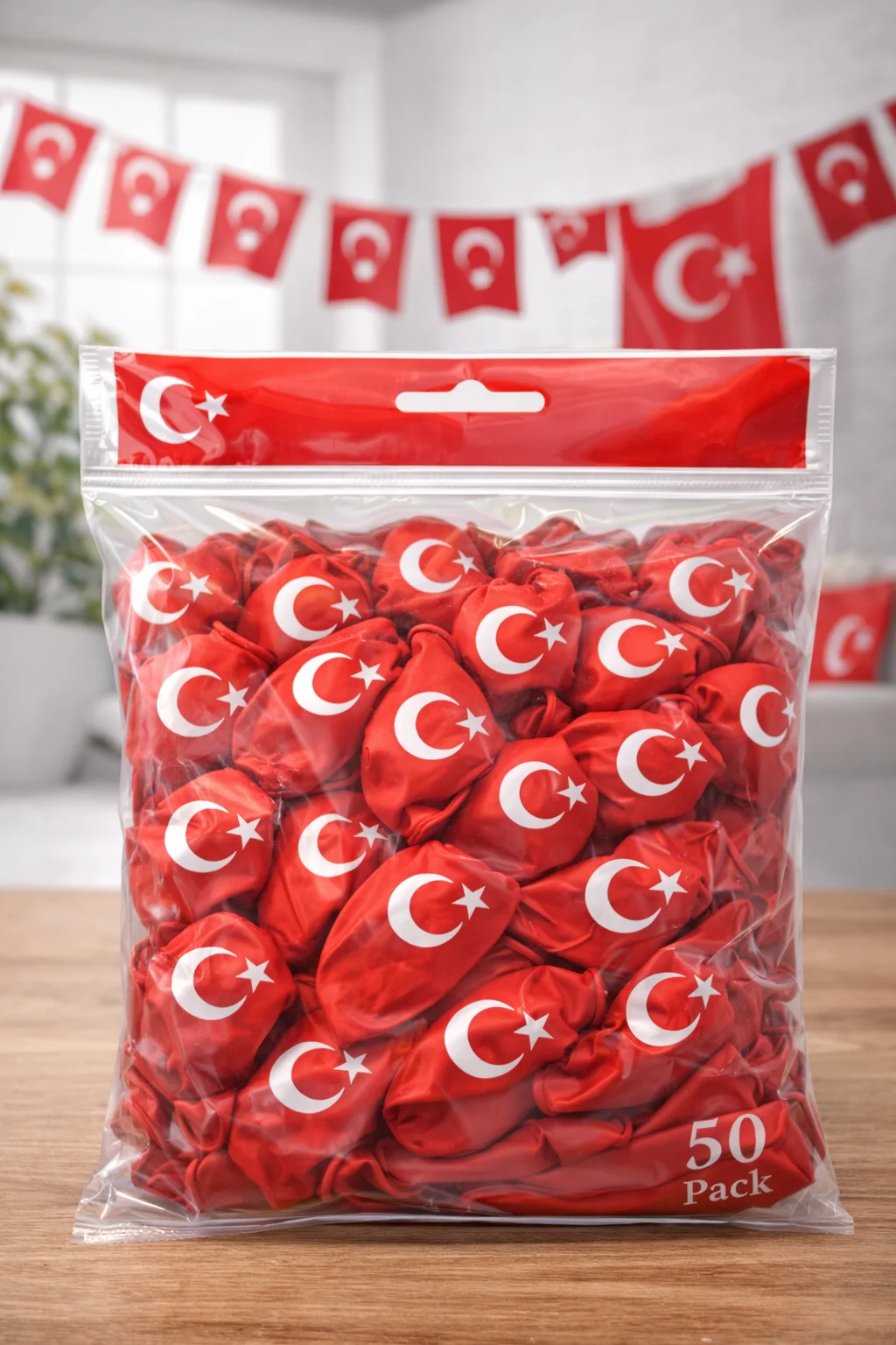 Northcity Ayyıldızlı Kırmızı Balon Seti - Türk Bayraklı Parti Bal