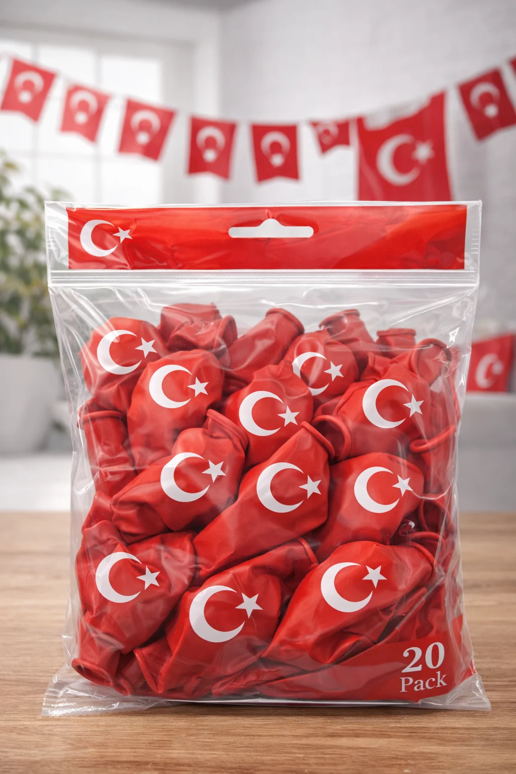 Northcity Ayyıldızlı Kırmızı Balon Seti Türk Bayraklı Parti Balon