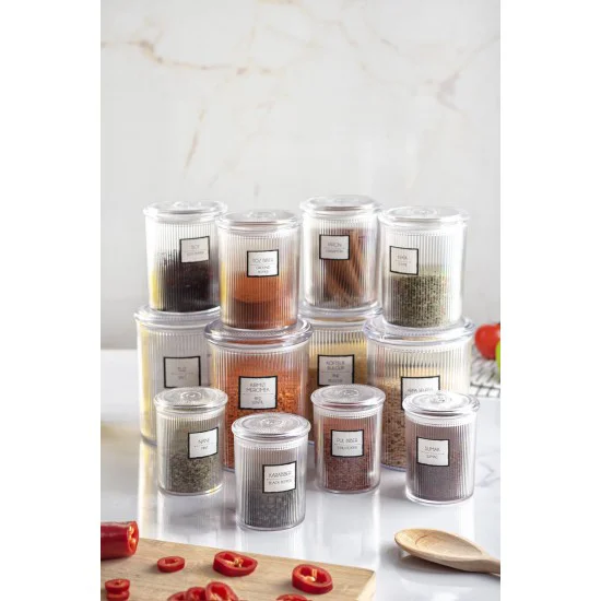 Barok Yuvarlak 3 Boy Kavanoz Seti - Erzak & Saklama Kabı (12 Parça, 4x1000ml, 4x500ml, 4x250ml)