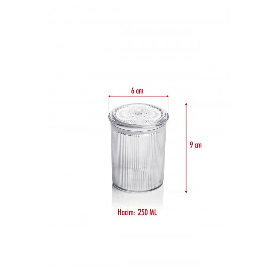 Barok Yuvarlak 6'lı Baharat Kavanoz Seti - 250 ML Akrilik Erzak Saklama Kabı