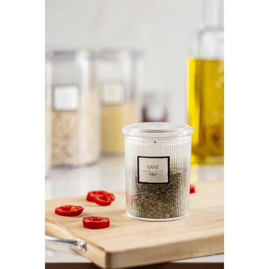 Barok Yuvarlak 6'lı Baharat Kavanoz Seti - 250 ML Akrilik Erzak Saklama Kabı