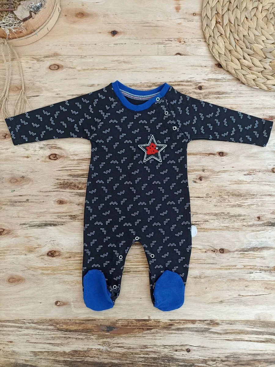 Northcity Baskılı Çıt Çıt Kapama Erkek Bebek Tulumu - 0-3 3-6 6-9