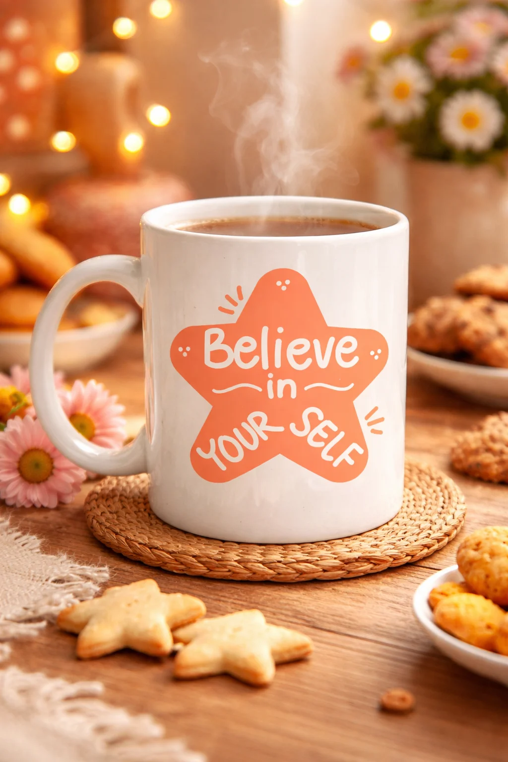 Believe in Yourself Porselen Kupa - Motivasyonlu Kahve ve Çay Bardağı, Sevdiklerine Anlamlı Hediye