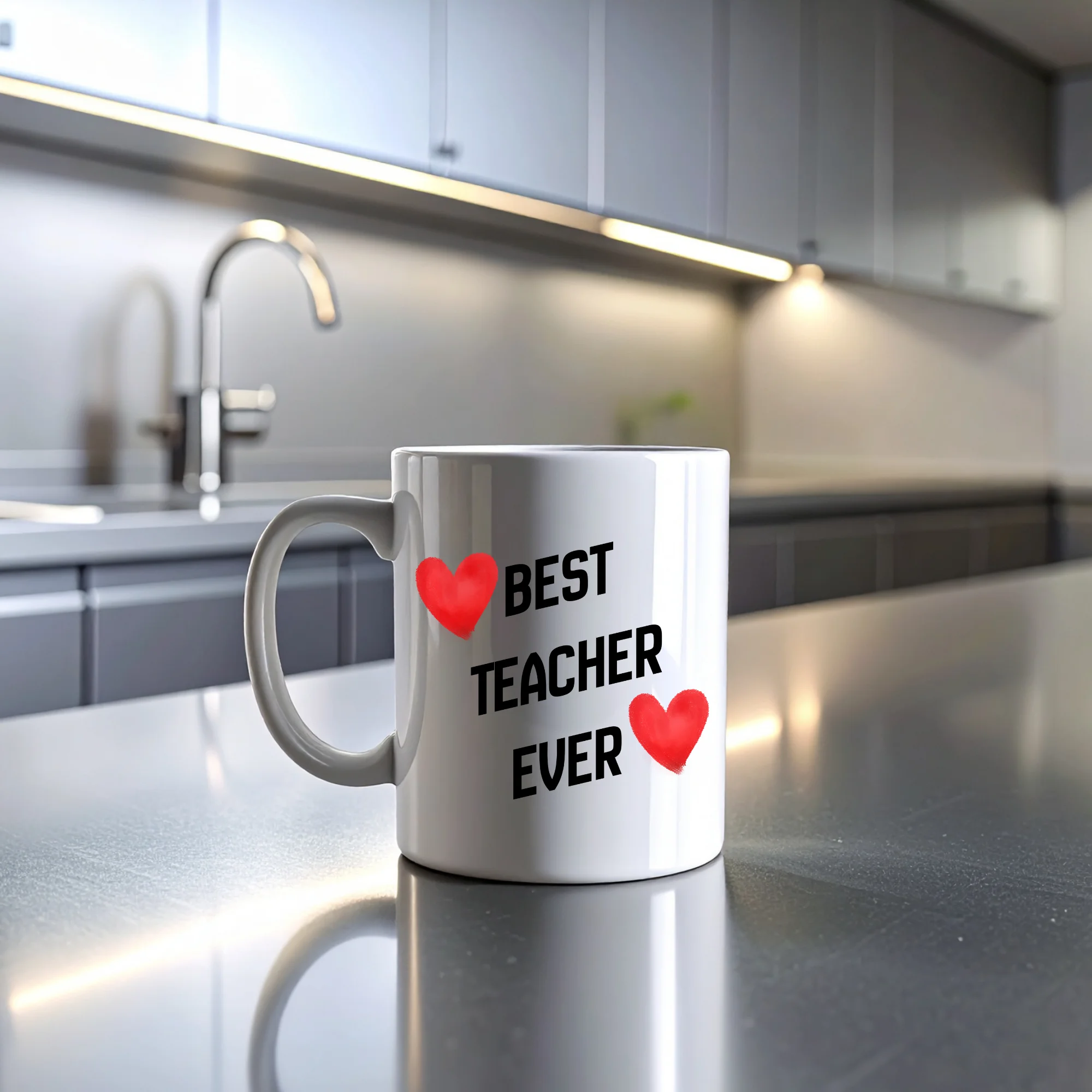 Best Teacher Ever Baskılı Kupa Model 202 - Seramik Kahve Kupası Öğretmen Hediyesi