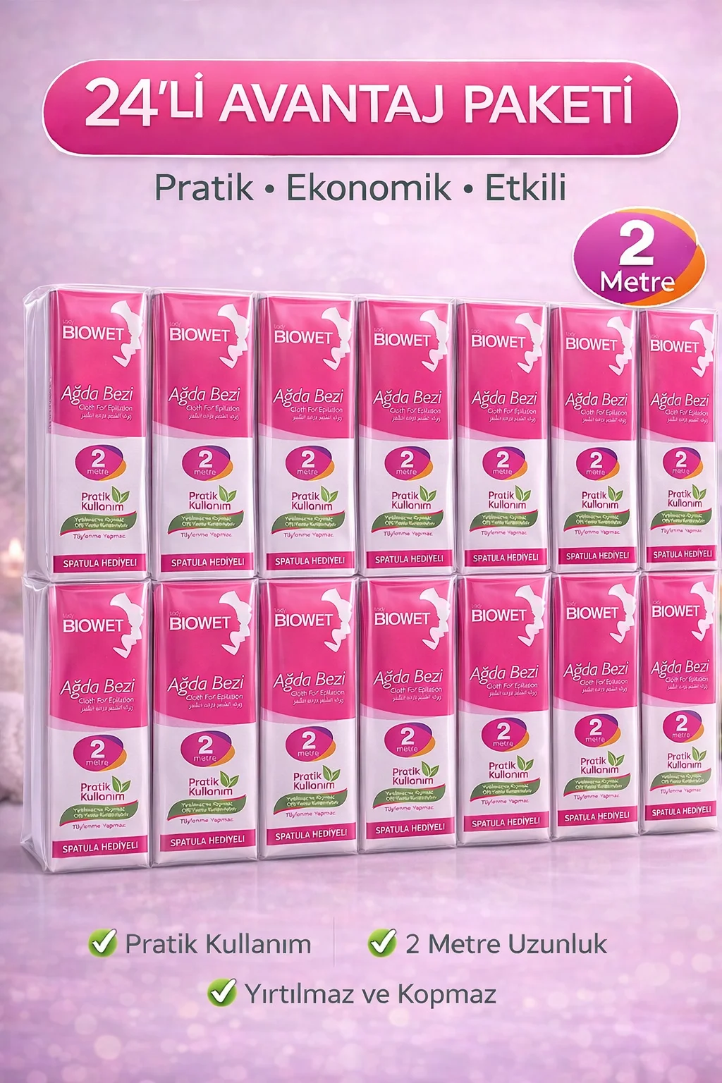 Northcity Biowet Ağda Bezi 2 Metre Spatula Hediyeli Epilasyon Bez