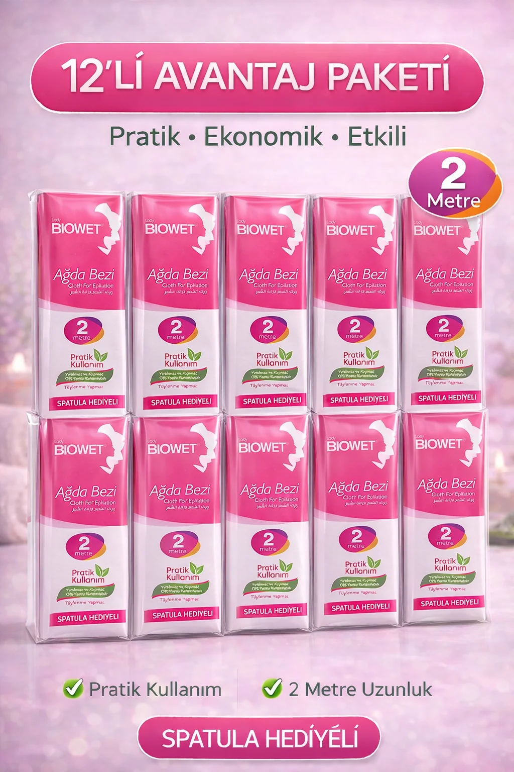 Northcity Biowet Ağda Bezi 2 Metre Spatula Hediyeli Epilasyon Bez