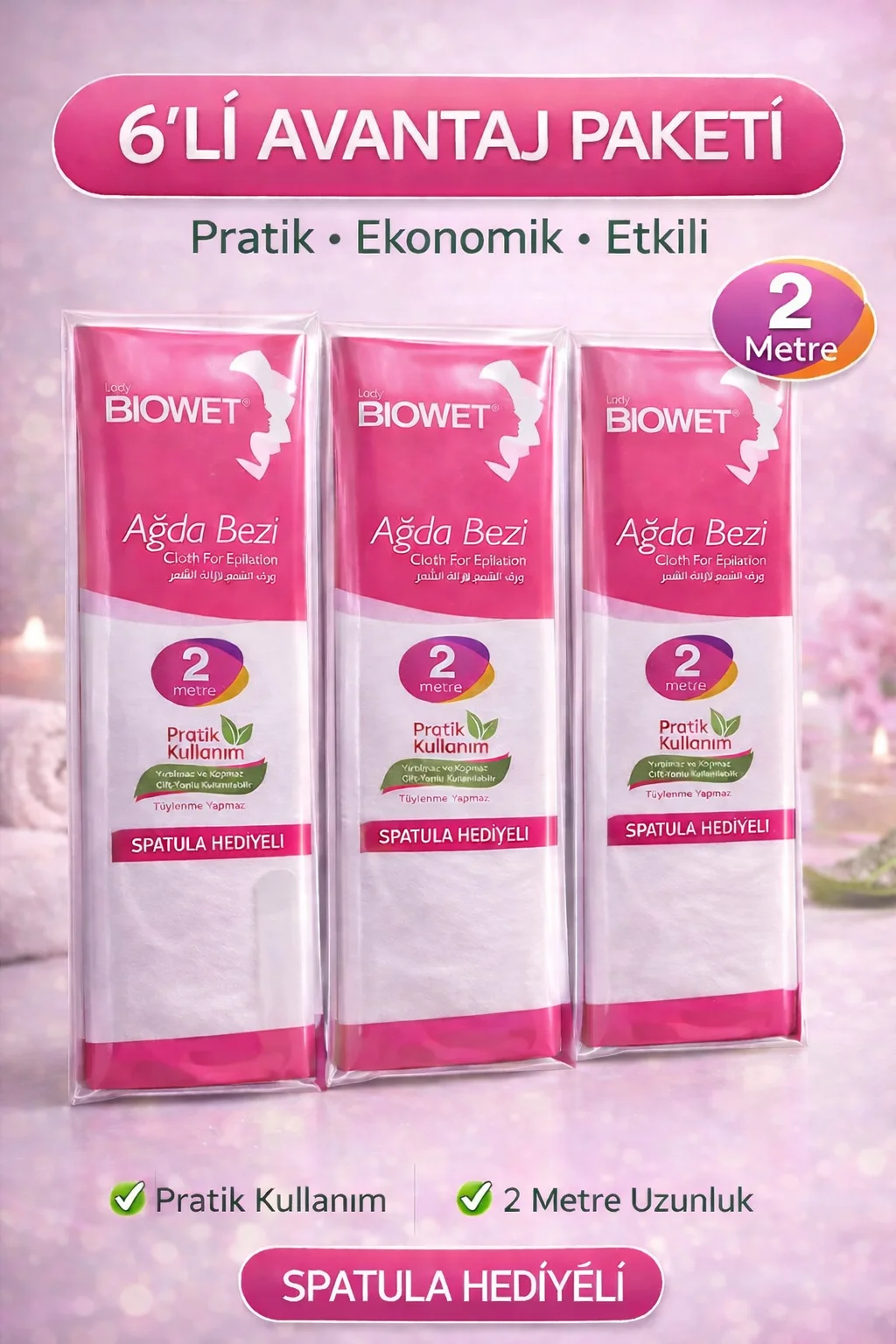 Northcity Biowet Ağda Bezi 2 Metre Spatula Hediyeli - Dayanıklı E