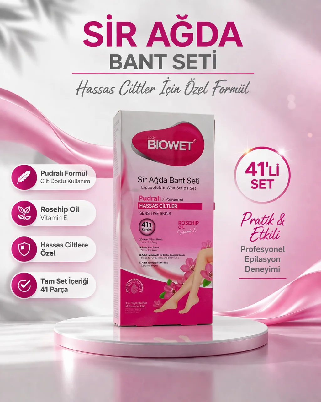 Northcity Biowet Pudralı Sir Ağda Bant Seti 41’li Hassas Ciltler 
