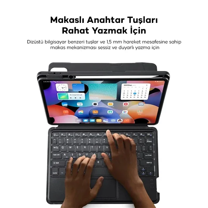 Bluetooth Klavyeli Kılıf Samsung Galaxy Tab S8+/S7+/S7 FE - Manyetik Ayrılabilir Touchpad'li PU Deri Koruyucu