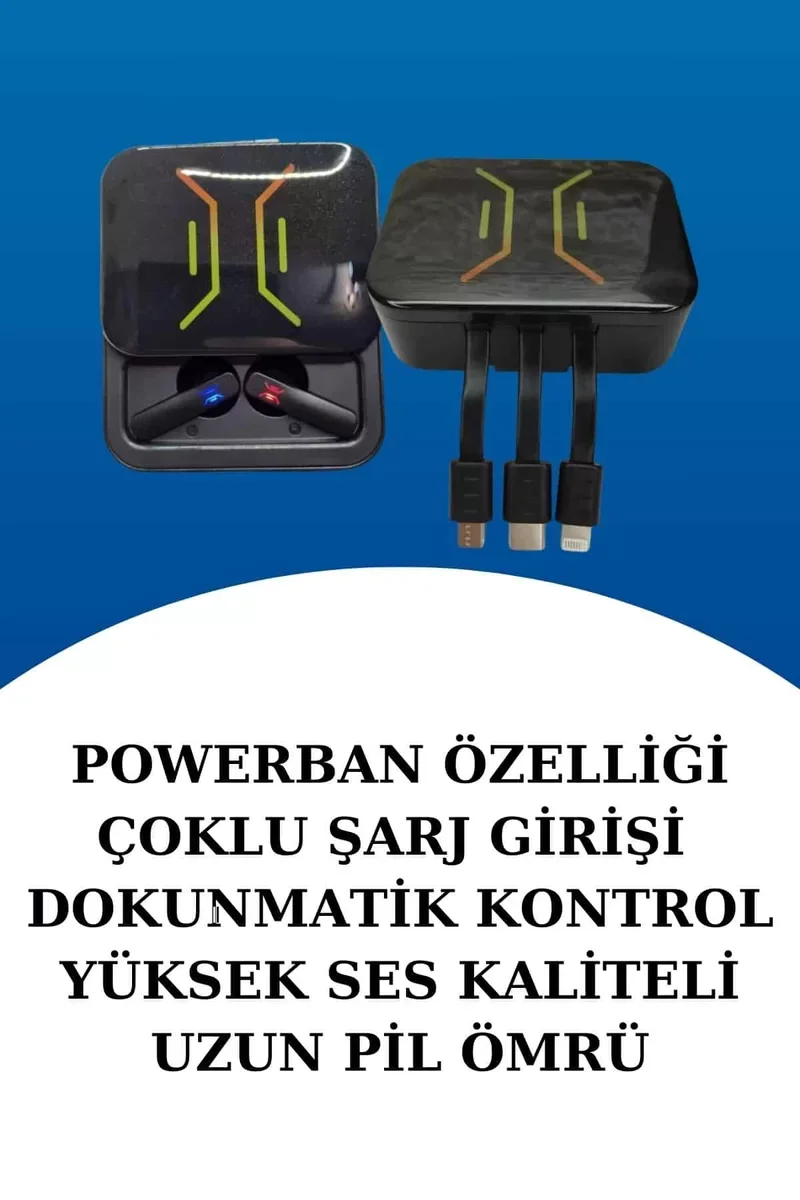 Bluetooth Kulaklık ve Akıllı Saat Spor Seti - Titreşimli Bildirim, 2000mAh Şarj Kutusu ve IPX5 Su Geçirmez