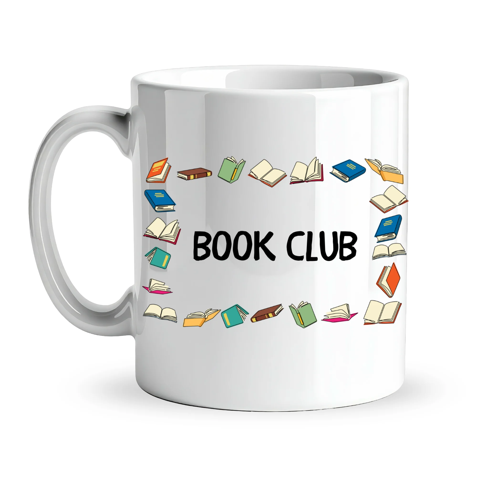 Book Club Yazılı Kupa Model 244 Kitap Temalı Renkli Seramik Kahve Kupası - Okuma Tutkunları İçin Özel Hediye