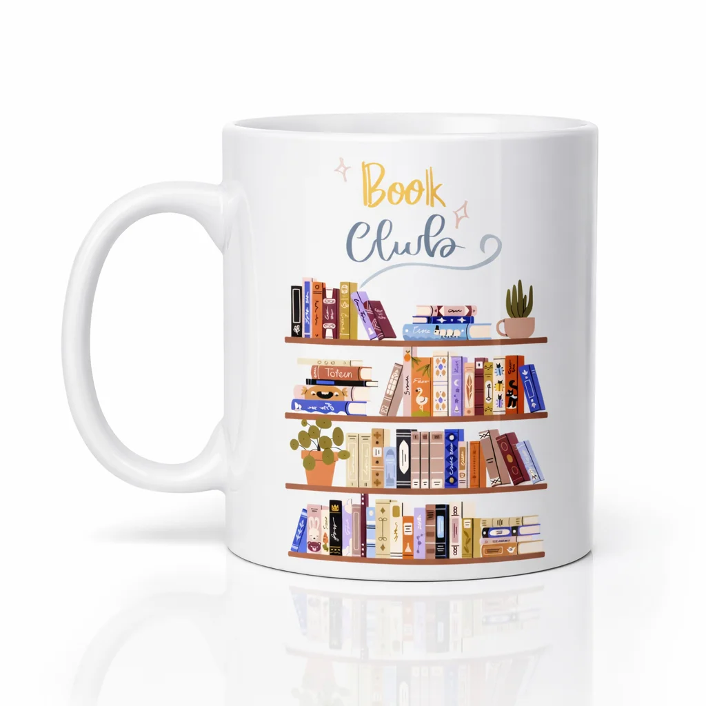 Book Club Temalı Kupa Model 243 - Kitap Severler İçin Seramik Kahve Kupası