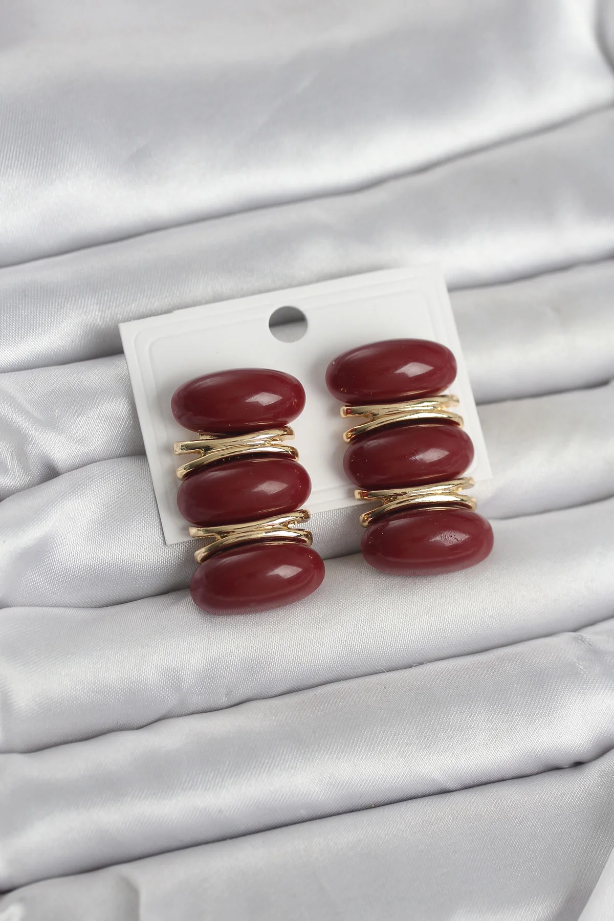 Bordo Vintage Model Altın Kaplama Kadın Küpe 5886 - Spor ve Abiye Şıklığı