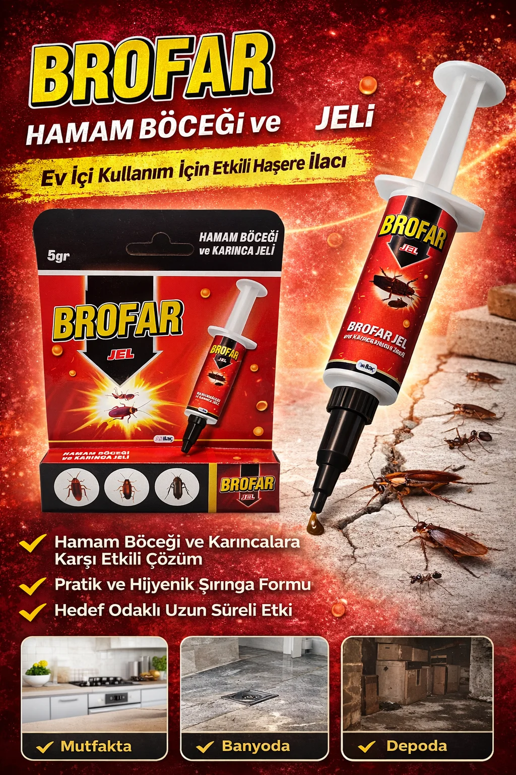 Northcity Brofar Jel Hamam Böceği ve Karınca Jeli 5gr Etkili Haşe