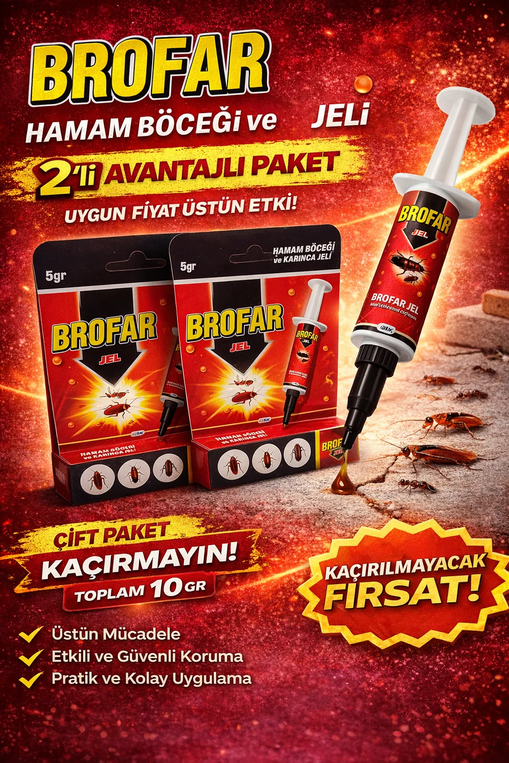 Brofar Jel Hamam Böceği ve Karınca İlacı 5gr (2 Adet) - Ev İçi Etkili Haşere Koruması