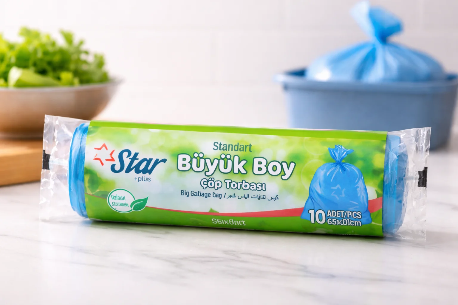Büyük Boy Atık Poşeti 65x80 cm 10 Adet Sızdırmaz ve Dayanıklı Ev Ofis Kullanımı İçin