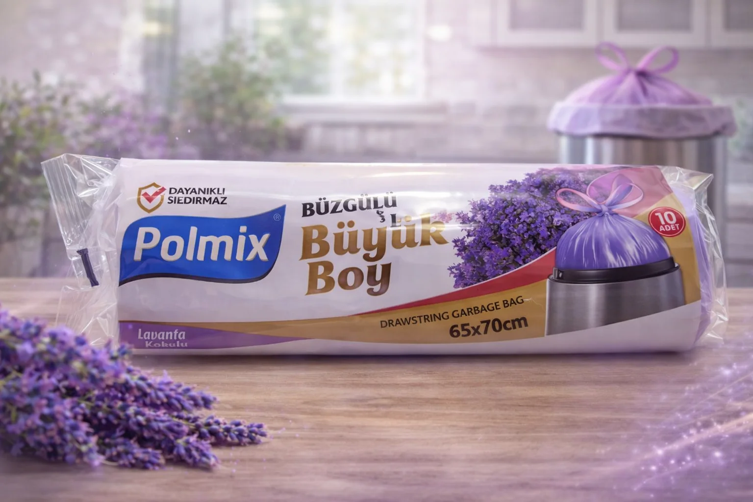 Northcity Büyük Boy Lavanta Kokulu Büzgülü Çöp Torbası 10'lu Pake