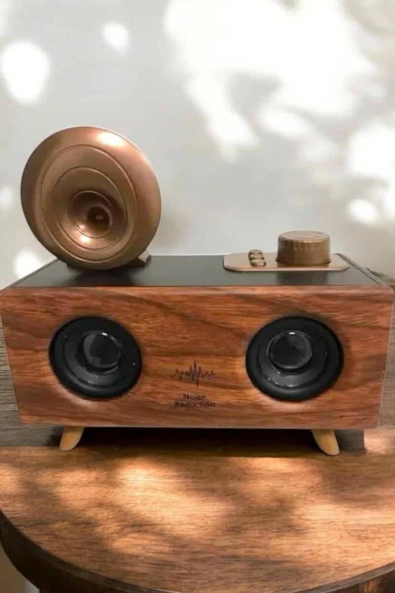 Çalar Radyo Müzik Kutusu Nostaljik Hoparlör - Bluetooth Kablosuz Hoparlör, FM Radyo ve Mikrofonlu