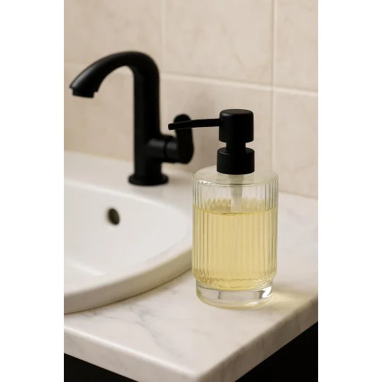 Cam Şeffaf Sıvı Sabunluk 200 ml Banyo Lavabo - Minimalist Tasarım