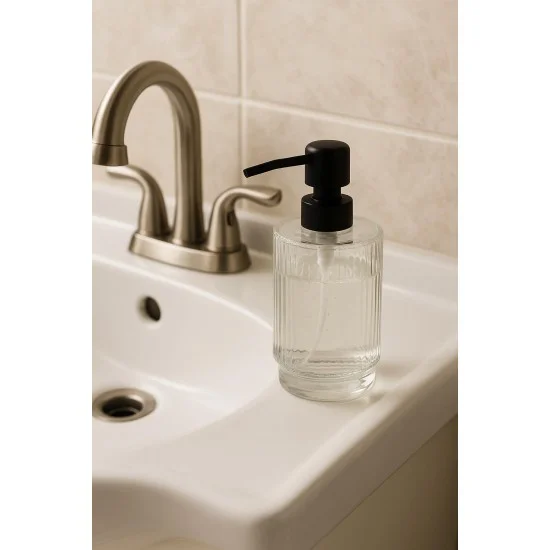 Cam Şeffaf Sıvı Sabunluk 200 ml Banyo Lavabo - Minimalist Tasarım