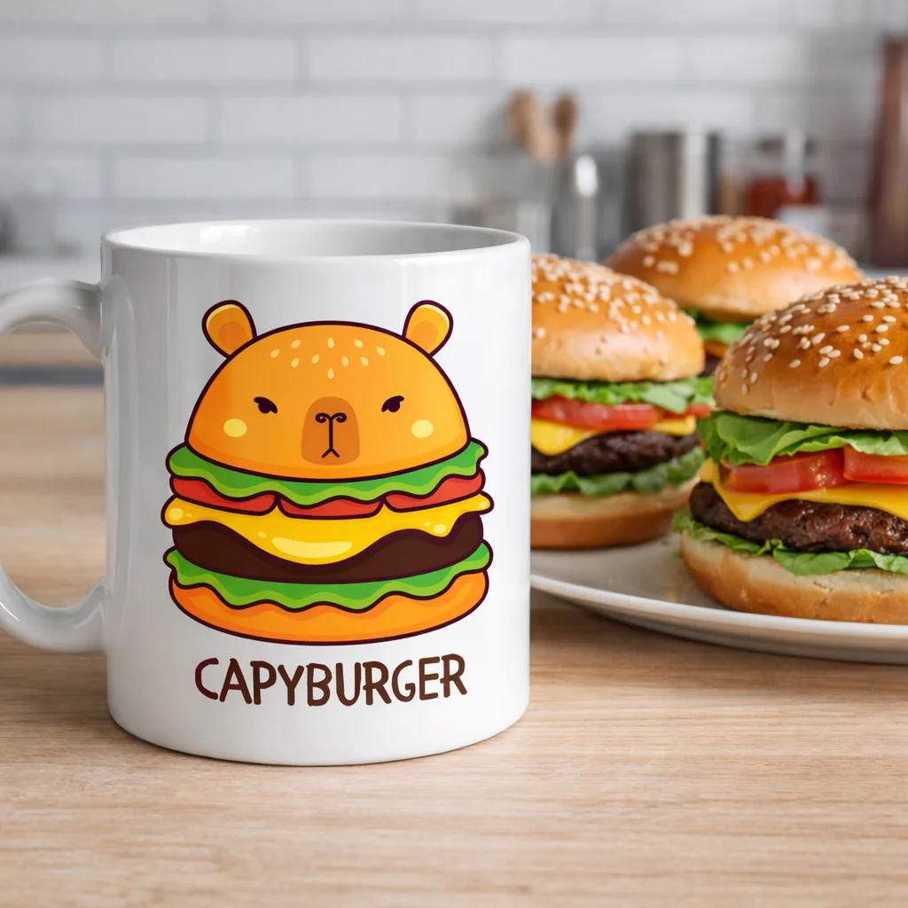 Northcity Capyburger Tasarım Kupa Model 230 - Sevimli Kapibara ve
