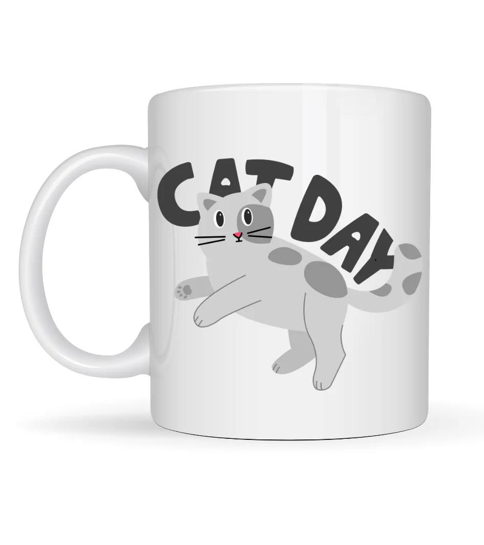 Northcity Cat Day Kedi Desenli Porselen Kupa | Sevimli Kedi Figür
