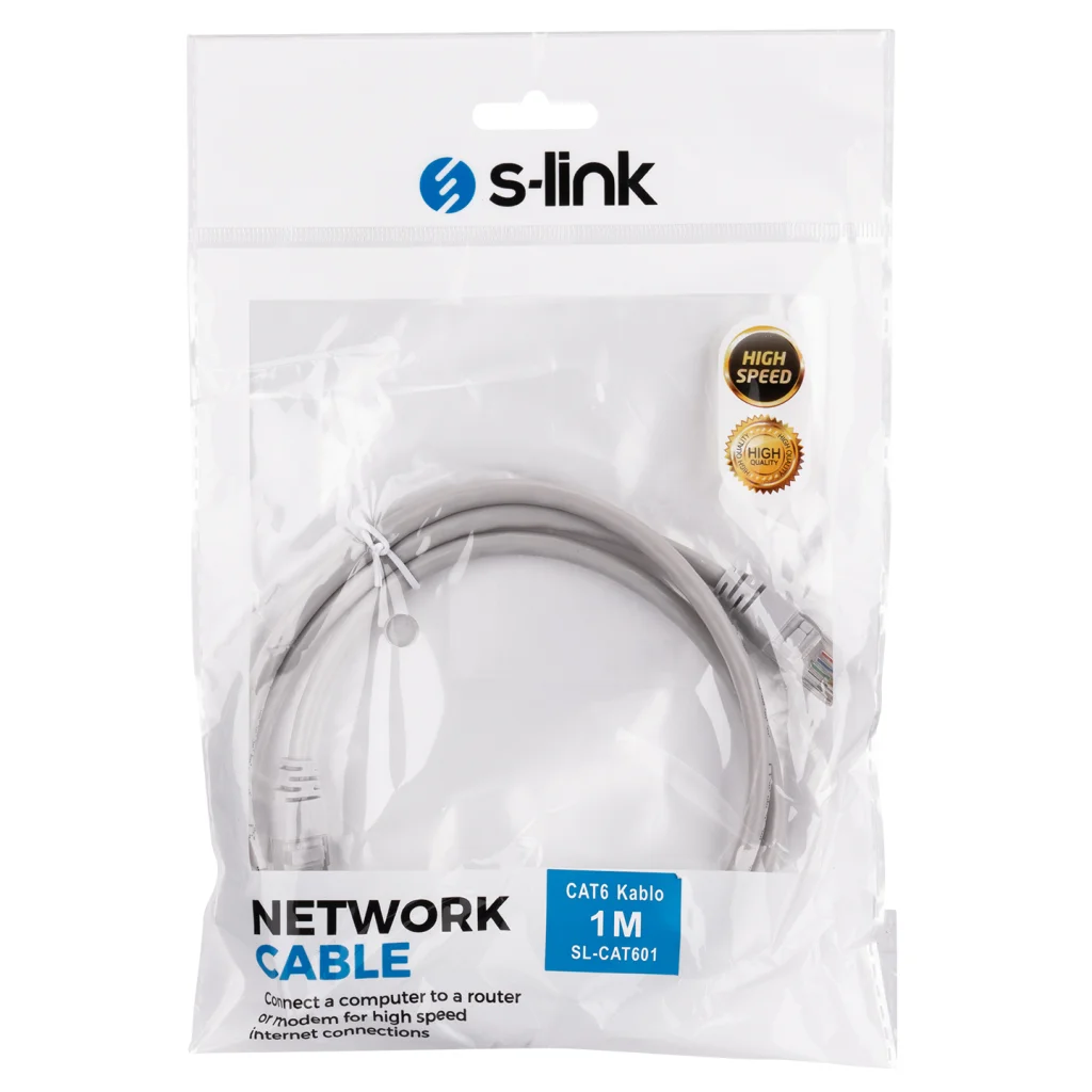CAT6 Ethernet Kablo 1m RJ45 (Gri) - Yüksek Hızlı İletişim