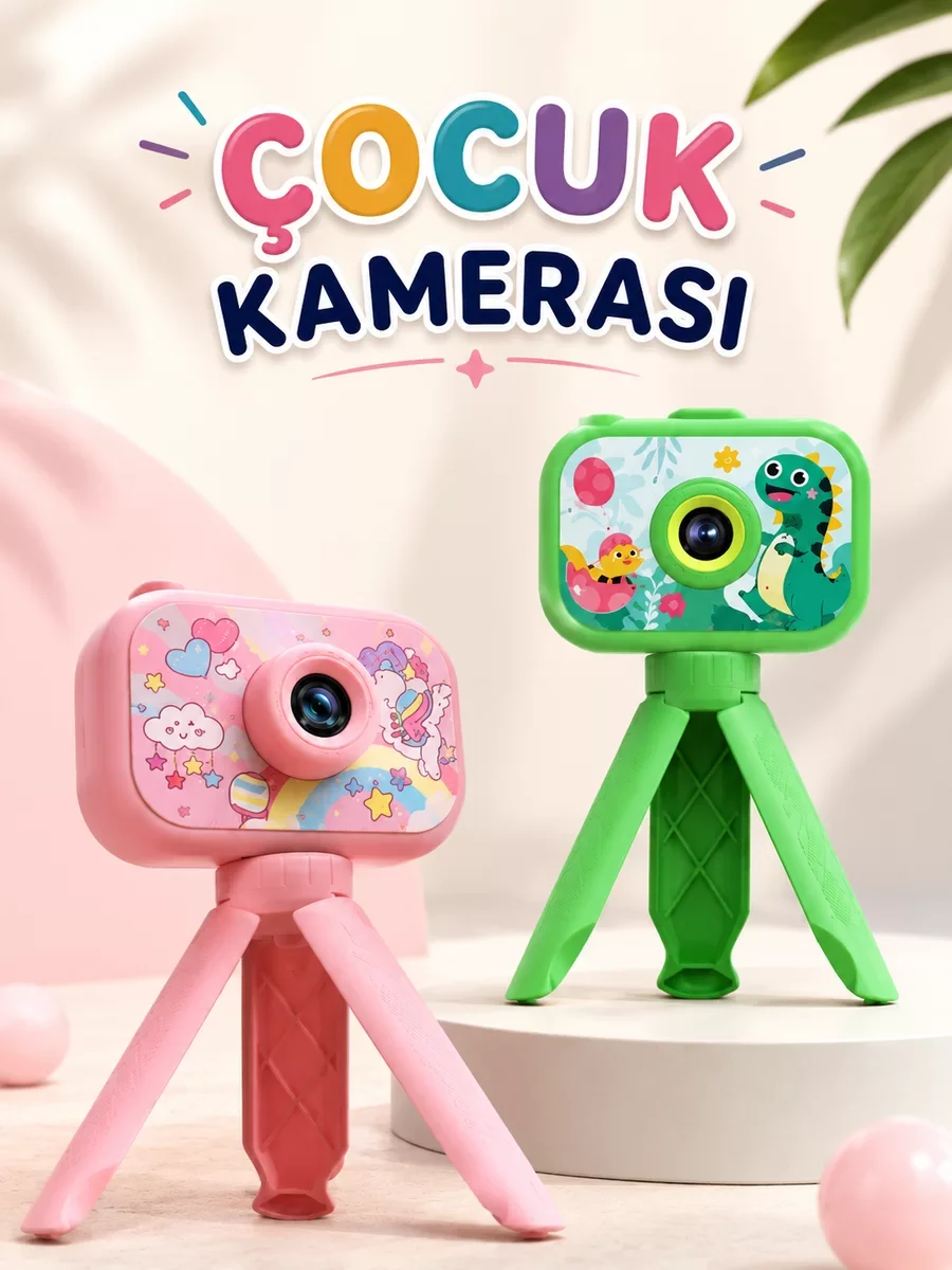 Çocuk Kamera - Dijital LCD Ekranlı 1080P HD Fotoğraf Makinesi ve Eğitici Oyunlu