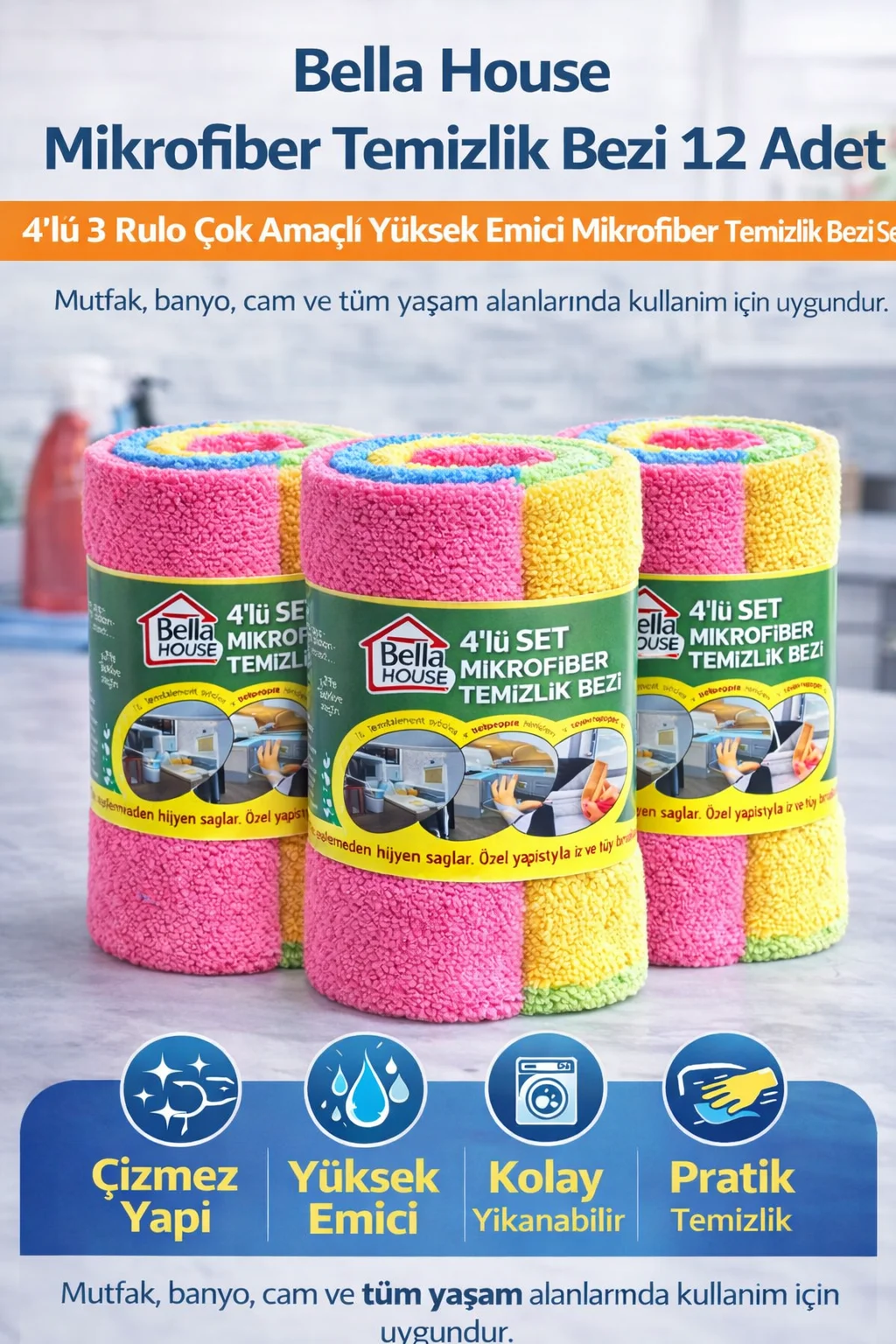 Northcity Çok Amaçlı Yüksek Emici Mikrofiber Temizlik Bezi Seti 1