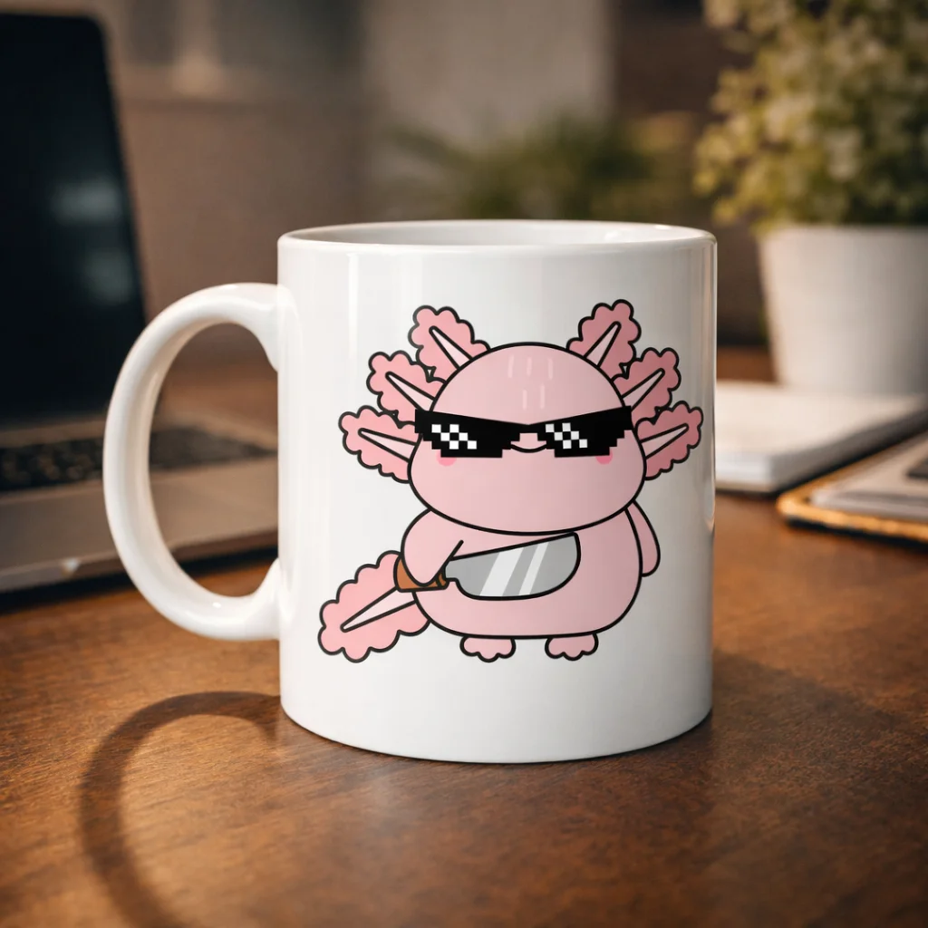 Northcity Cool Axolotl Tasarımlı Porselen Kupa MODEL 83 - Eğlence