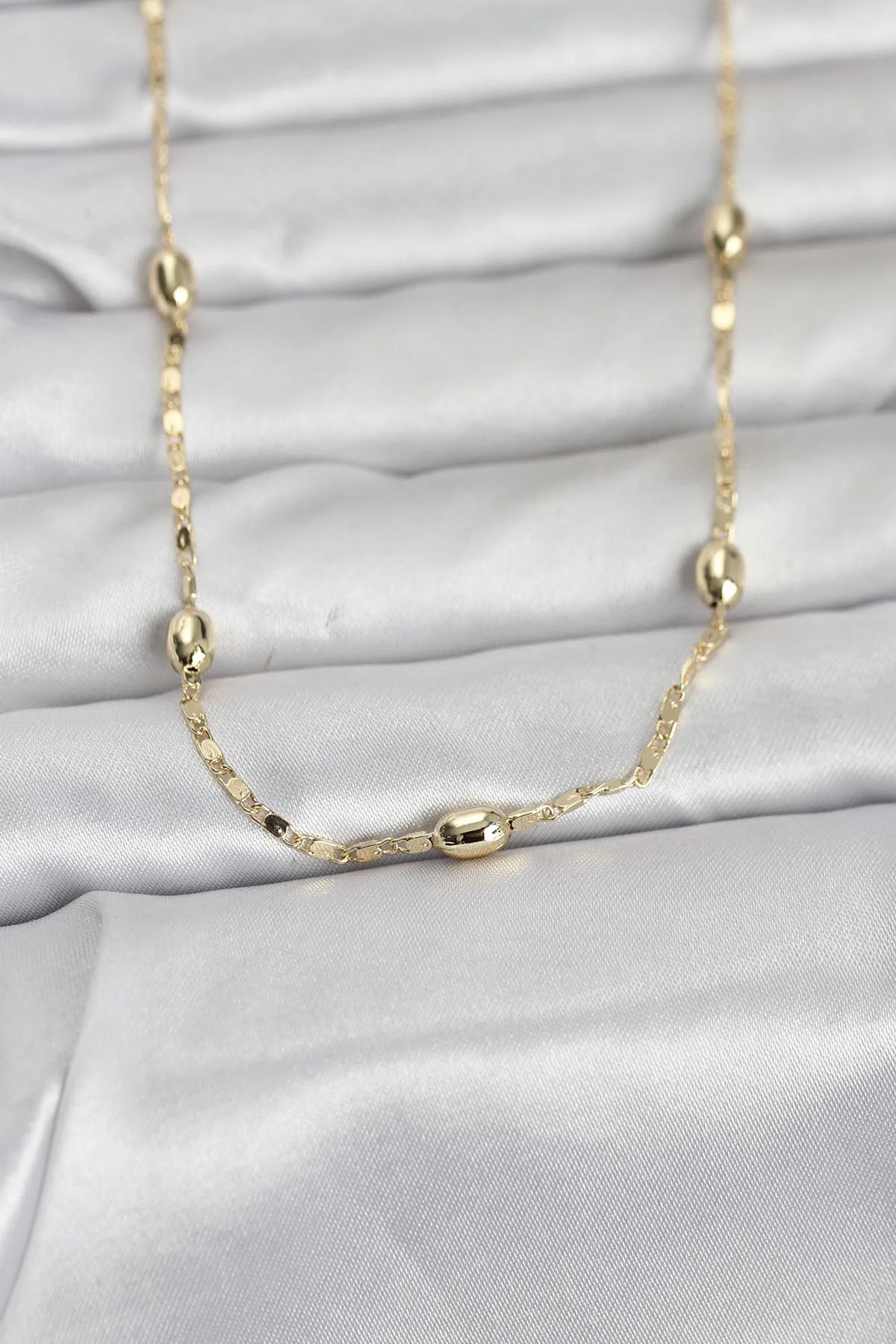 Damla Topçuklu Zincir Model 60 cm Kadın Kolye - 14K Altın Rengi