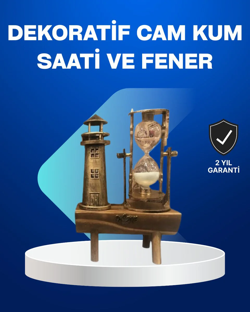Deniz Feneri Tasarımlı Ahşap Kum Saati - Retro Masa Aksesuarı