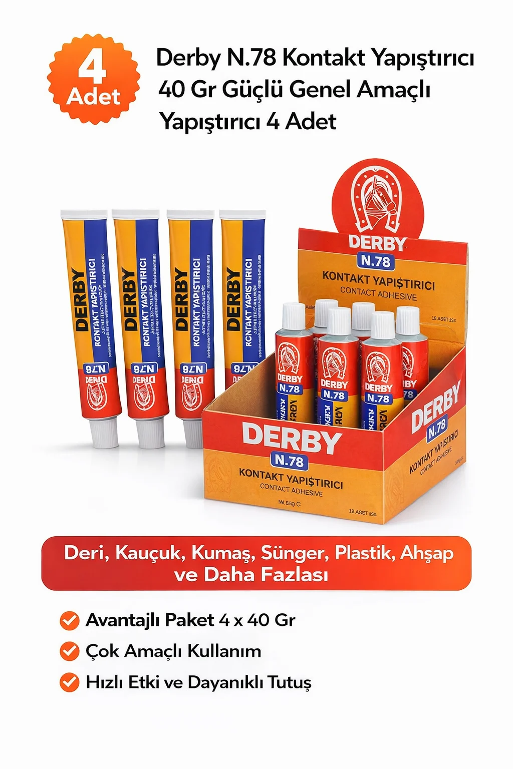 Northcity Derby N.78 Kontakt Yapıştırıcı 40 Gr Güçlü Çok Amaçlı 4