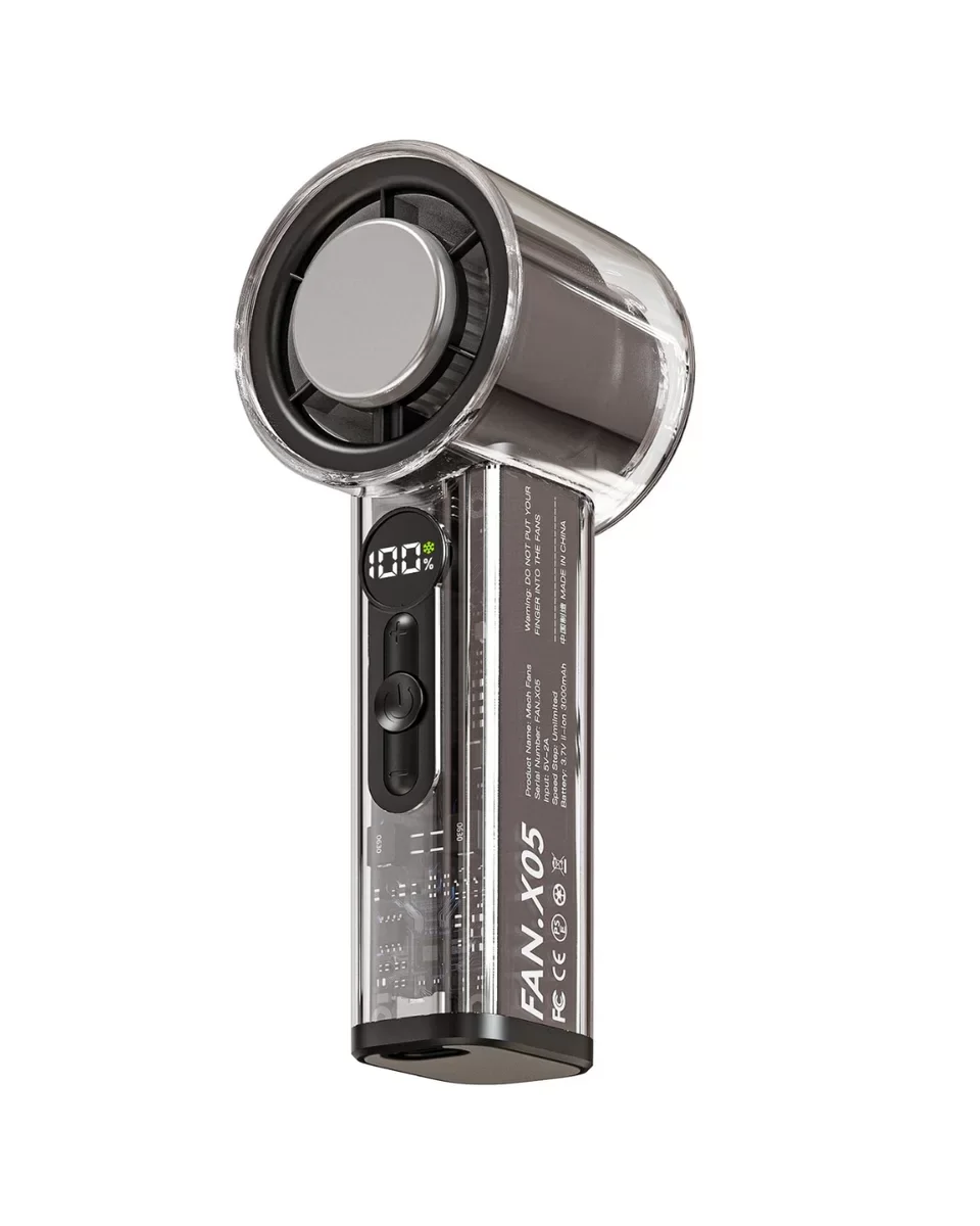 Dijital Ekranlı USB Şarjlı Güçlü Taşınabilir El Fanı - Turbo Hava Akışı ve Sessiz Motor