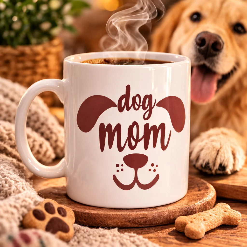 Dog Mom Kupa 185 – Köpek Annesi Temalı Porselen Kahve Kupası – Köpek Severlere Özel Hediye