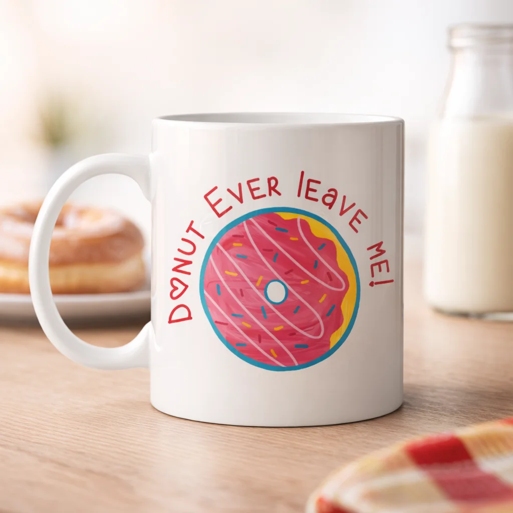 Northcity Donut Ever Leave Me Yazılı Sevimli Tasarım Porselen Kup